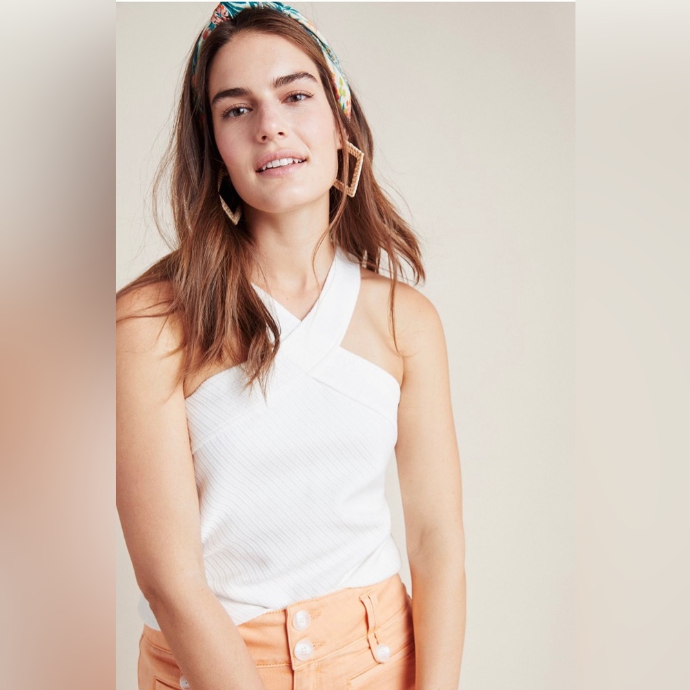 Cross Front Top Anthropologie White Large